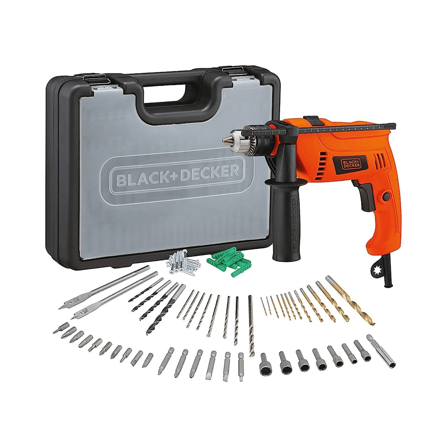 Taladro percutor 13mm 650W con 72 Accesorios Black+Decker HD650KIT