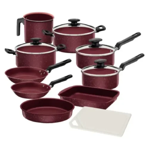 Juego ollas 10 piezas aluminio Turquía granito bordó Tramontina 27899/426
