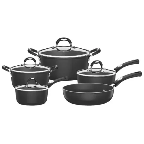 Juego ollas 5 piezas aluminio para inducción Tramontina Mónaco negro 28799/002