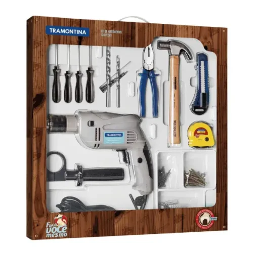 Kit Herramientas taladro 500W + 100 piezas Tramontina 43408/435