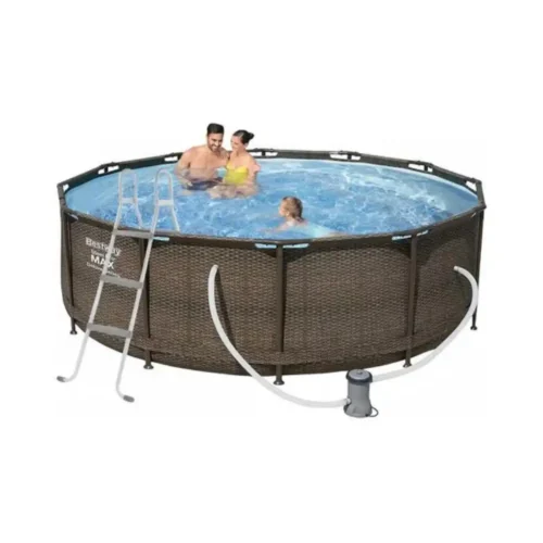 Piscina Ratán estructura metálica 9.150 litros con filtro y escalera Bestway 56709