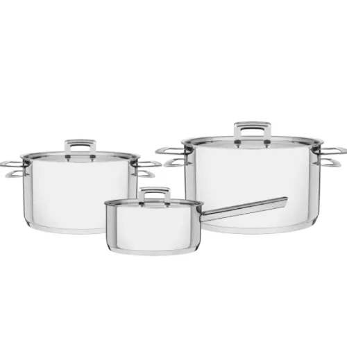 Juego ollas acero inoxidable 3 piezas Tramontina Brava 65400/300