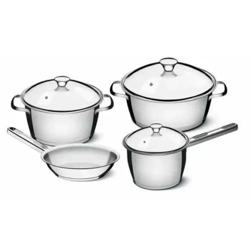 Juego ollas acero inoxidable 4 piezas tapa vidrio Tramontina Allegra 65650/324