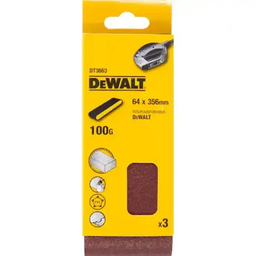 Lija de banda 64x356mm G100 (3 unidades) DeWALT DT3663-QZ