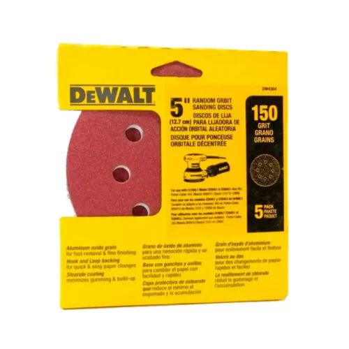 Juego 5 discos de lija 5″ grano 150 DeWALT DW4304