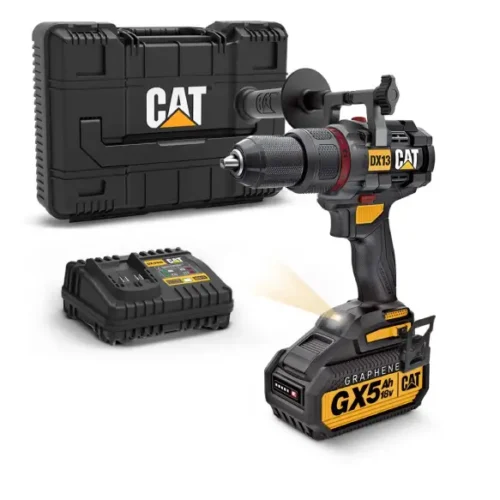 Taladro atornillador percutor a batería Brushless 18V 13mm 80Nm c/ Bat Grafeno CAT DX13