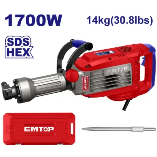 Martillo demoledor 14Kg 1700W 50J Hex 28mm EMTOP EDBRH1703