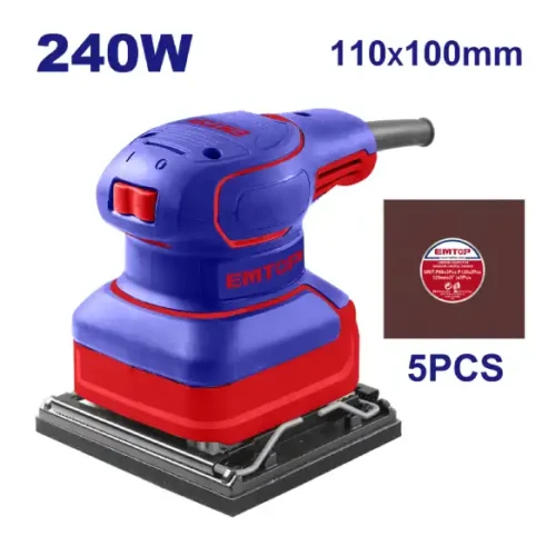 Lijadora orbital 240W 110x100mm + 5 lijas EMTOP EFSR24101