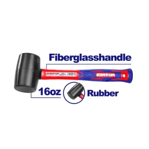 Martillo de goma 560g mango fibra de vidrio EMTOP EHAMRH1601