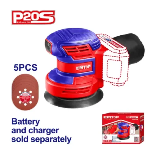Lijadora roto orbital inalámbrica 5″ – 125mm 20V (sin batería) EMTOP ELPS201250