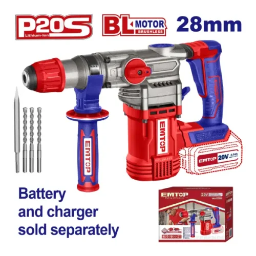 Rotomartillo inalámbrico SDS Plus 4,7kg 4.5J 20V (sin batería) EMTOP ELRH20288