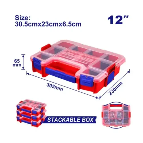 Caja plástica organizadora 12″ apilable 10 divisiones EMTOP EPBX1211