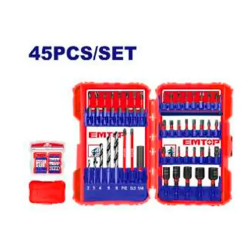 Juego de mechas y puntas 45 piezas EMTOP ESBT04501