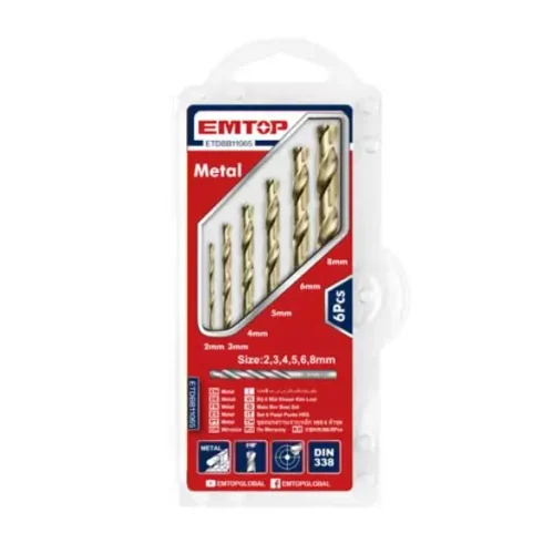 Juego mechas p/ metal HSS 6 piezas EMTOP ETDBB11065