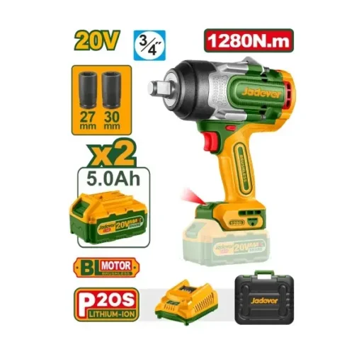 Llave de impacto 20V 3/4″ 1280Nm Brushless (x2 baterías 5Ah) JADEVER JDCD1B128