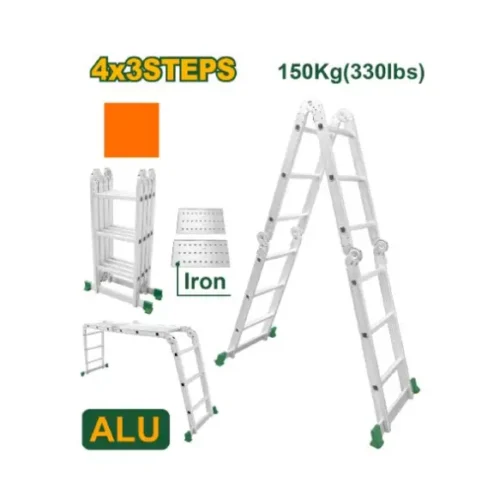 Escalera articulada multi posición aluminio 3×4 – 12 peldaños JADEVER JDLD7H43