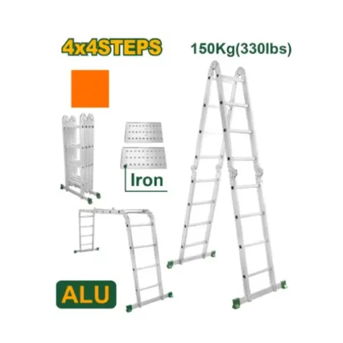 Escalera articulada multi posición aluminio 4×4 – 16 peldaños JADEVER JDLD7H44