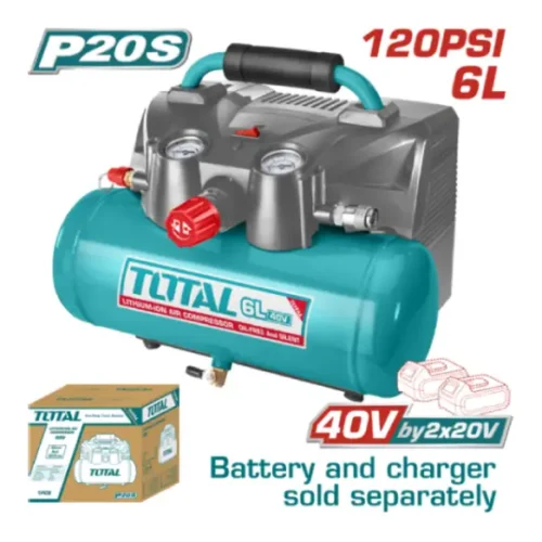 Compresor de aire inalámbrico 6 litros 20+20V 120PSI (sin batería) TOTAL TACLI2003