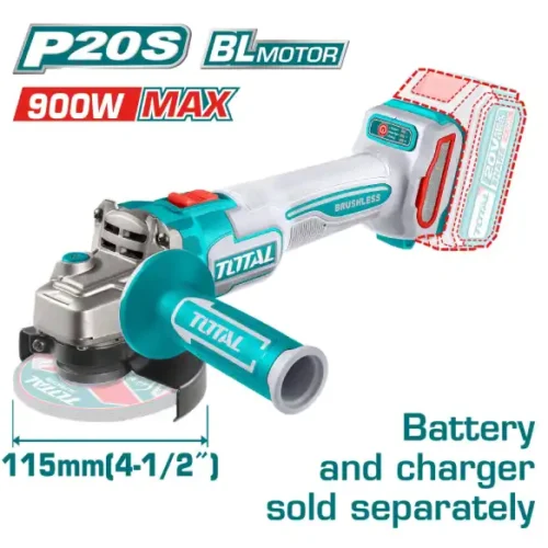 Amoladora inalámbrica Brushless 20V 115mm (sin batería) TOTAL TAGLI21154