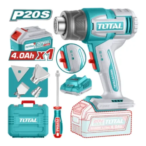 Pistola de calor inalámbrica 550°C 20V (x1 batería 4Ah) TOTAL TBLI20065