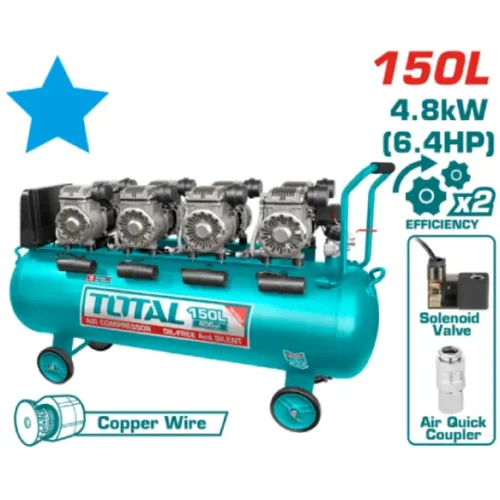 Compresor de aire sin aceite 150 litros 372L/min TOTAL TCS4481508