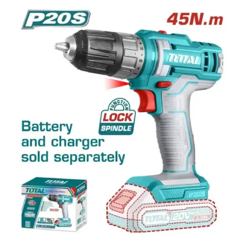 Taladro atornillador inalámbrico 20V 10mm 45Nm (sin batería) TOTAL TDLI200515