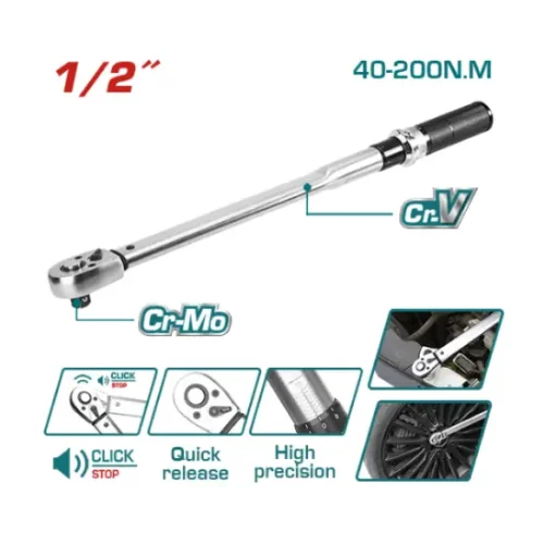 Torquímetro 1/2″ 40 – 200Nm TOTAL THPTW200N2