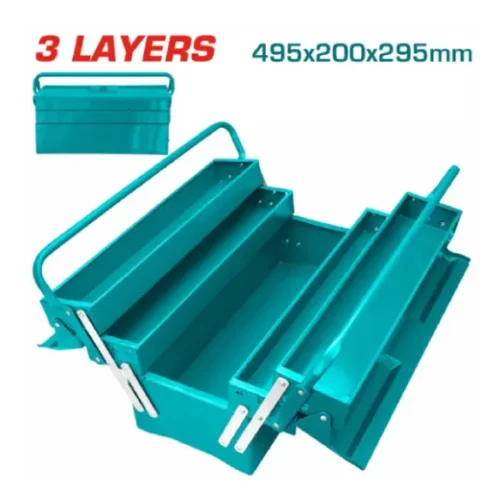 Caja de herramientas metálica plegable 3 capas 49x20x29cm TOTAL THT10701