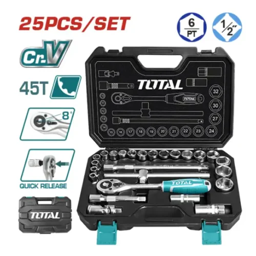Juego llaves tubos 1/2″ 25 piezas TOTAL THT121251