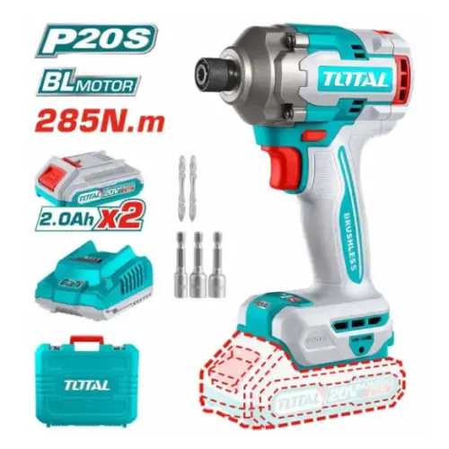 Atornillador impacto Brushless 20V 1/4″ 285Nm (x2 baterías 2Ah) TOTAL TIRLI2028