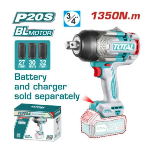 Llave de impacto 20V 3/4″ 1350Nm Brushless (sin baterías) TOTAL TIWLI201351