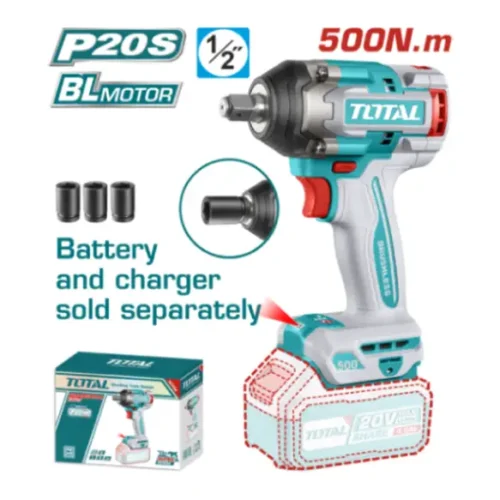 Llave de impacto a batería Brushless 1/2″ 500Nm (sin batería) TOTAL TIWLI20501