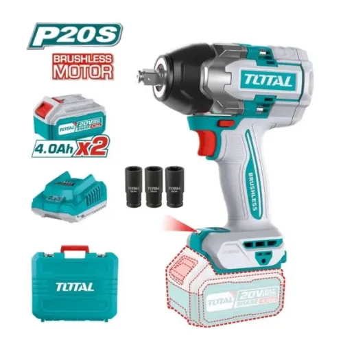 Llave de impacto a batería Brushless 1/2″ 850Nm (x2 baterías 4Ah) TOTAL TIWLI2085