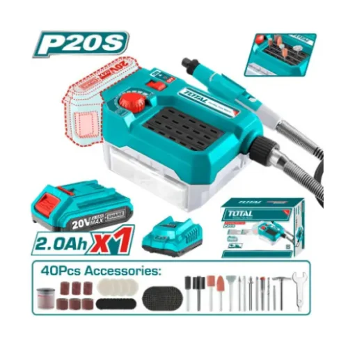 Mini torno rectificadora inalámbrica 20V (x1 batería 2Ah) TOTAL TMGLI20011