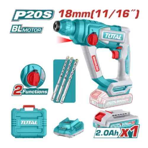 Rotomartillo inalámbrico Brushless 20V 18mm (x1 batería 2Ah) TOTAL TRHLI201881