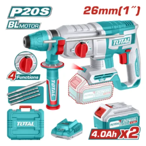 Rotomartillo inalámbrico Brushless 20V 26mm (x2 baterías 4Ah) TOTAL TRHLI202682